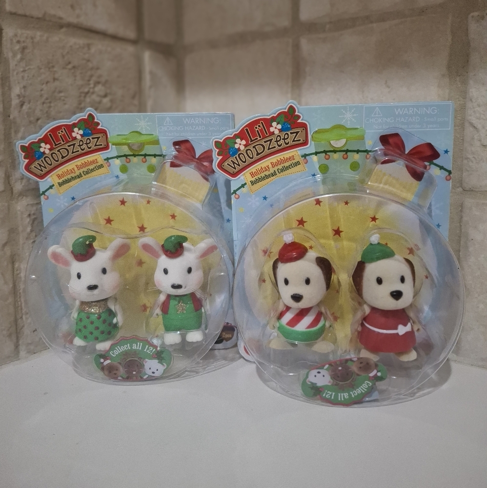 Li'l Woodzeez Christmas Bobblehead Figures Merry Minty Dolly Dandy
